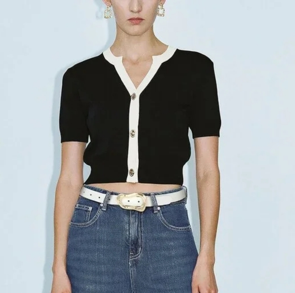 Notch Neck Knitted Cardigan